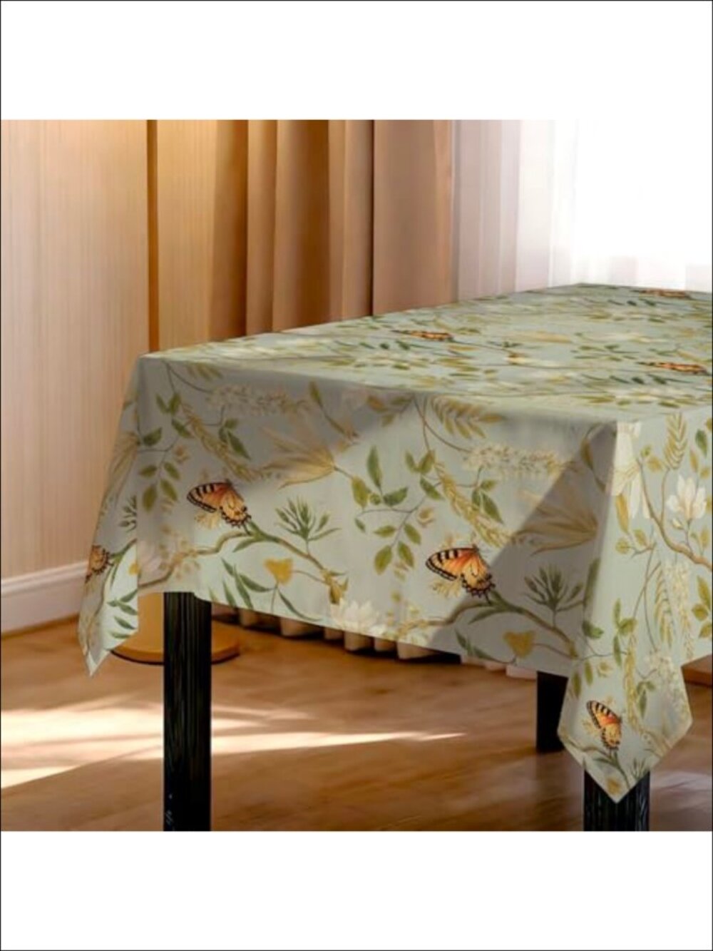 Waterproof Rectangular Tablecloth 84x60 Floral Polyester Nylon Dining
